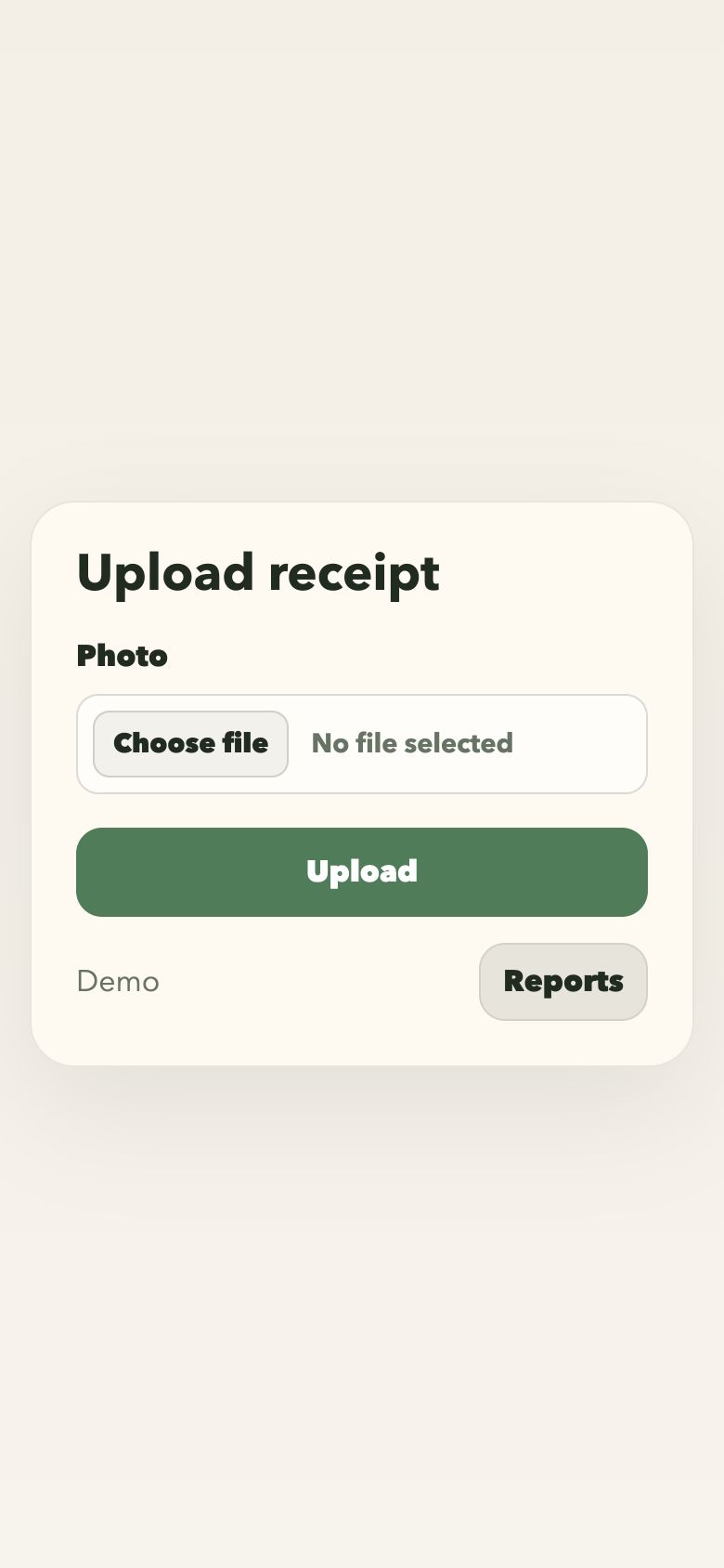 Kwito receipt upload screen
